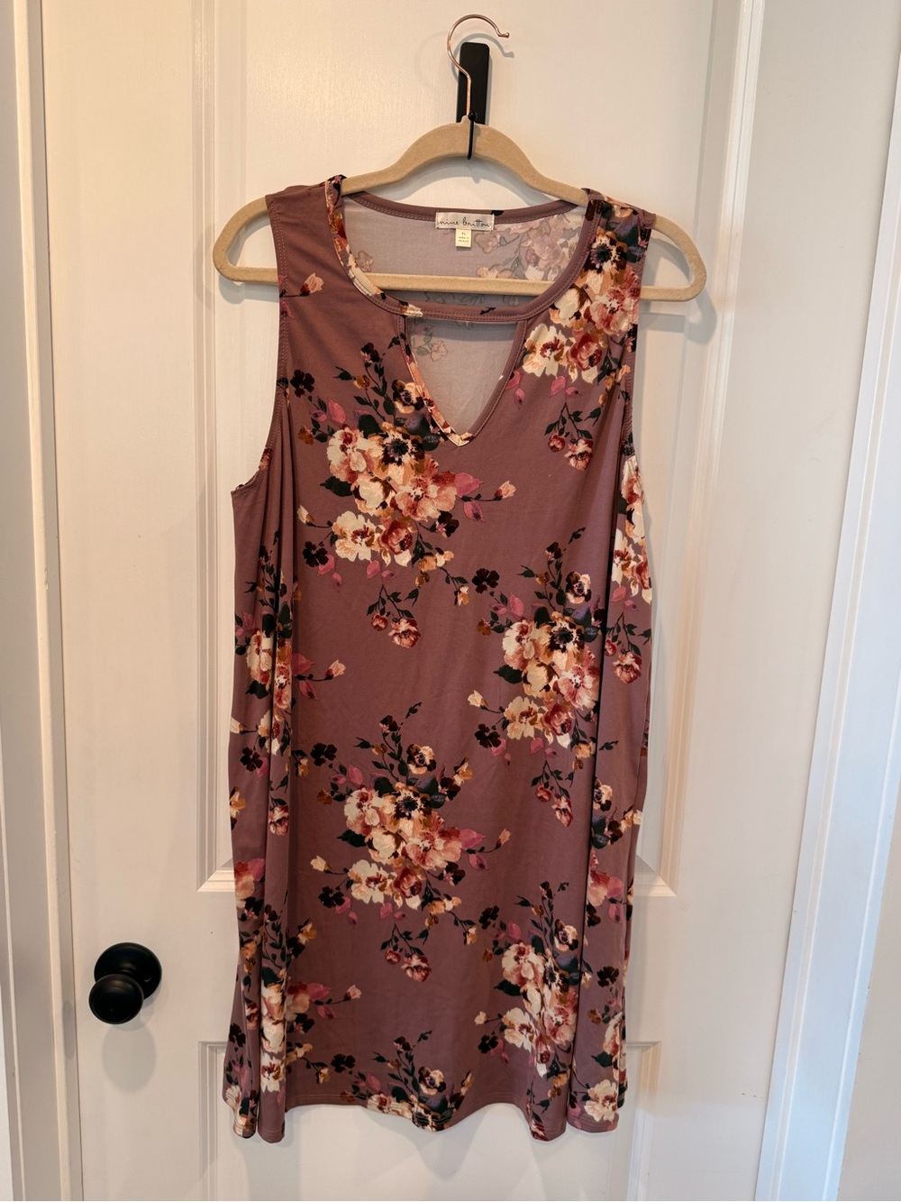 Mauve Floral Sleeveless Swing Dress